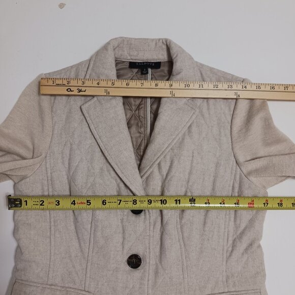 Talbots Beige Quilted Wool Blend Blazer Jacket Size 2 - Picture 11 of 12